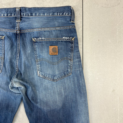 Vintage Carhartt Navy Workwear Carpenter Baggy Jeans - 36