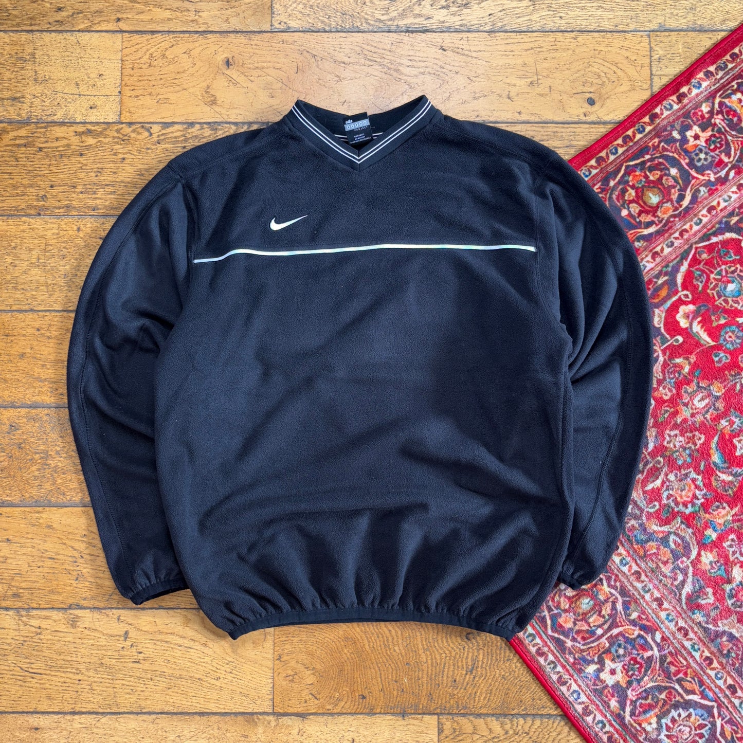 Vintage Nike Black Y2K Fleece Embroidered Sweatshirt - S