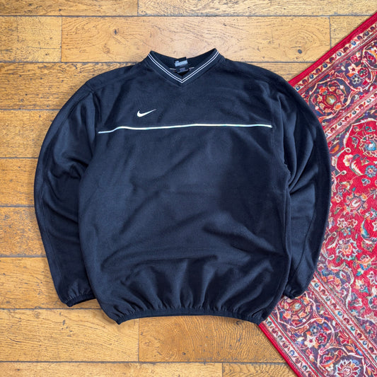 Vintage Nike Black Y2K Fleece Embroidered Sweatshirt - S