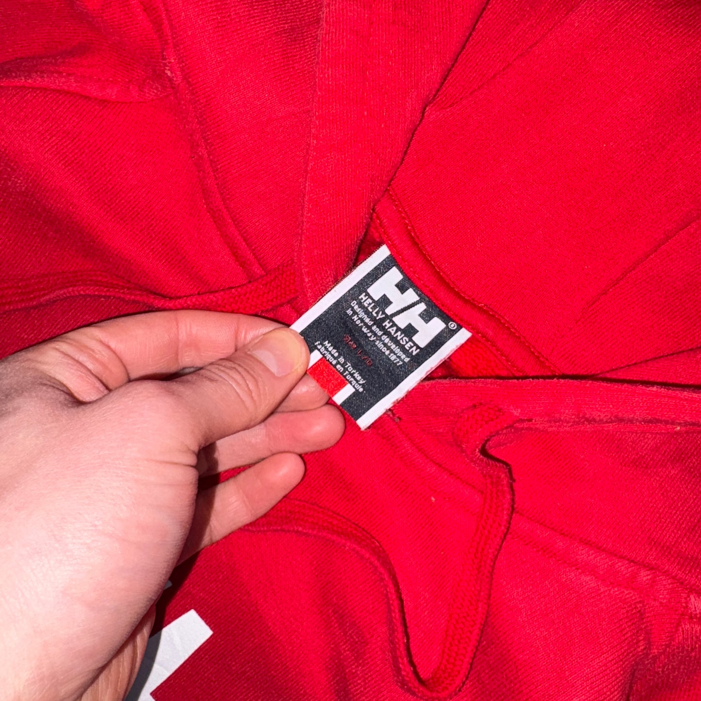 Vintage Helly Hansen Red Embroidered Hoodie Sweatshirt - M