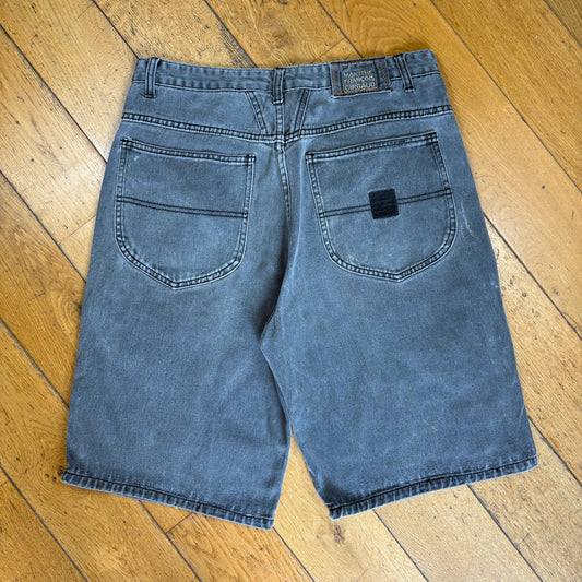 Vintage Marithe Francois Girbaud Embroidered Hip Hop Grey Baggy Shorts Jorts -34