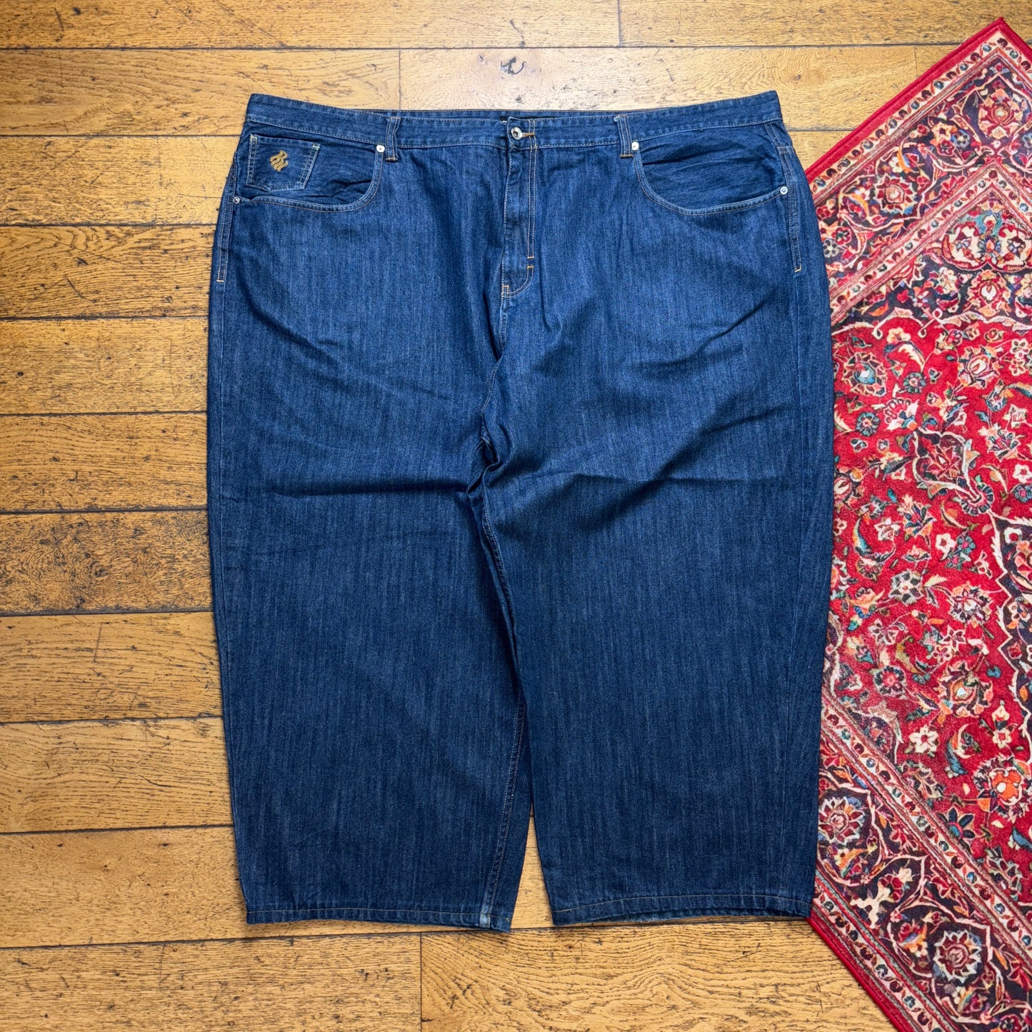 Vintage Rocawear Blue Embroidered Y2K Hip Hop Baggy Jeans - 56S