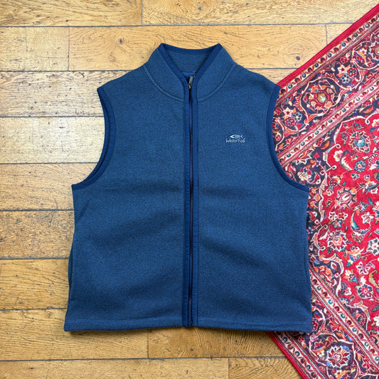 Vintage Weird Fish Surfwear Navy Fleece Gilet Vest - L