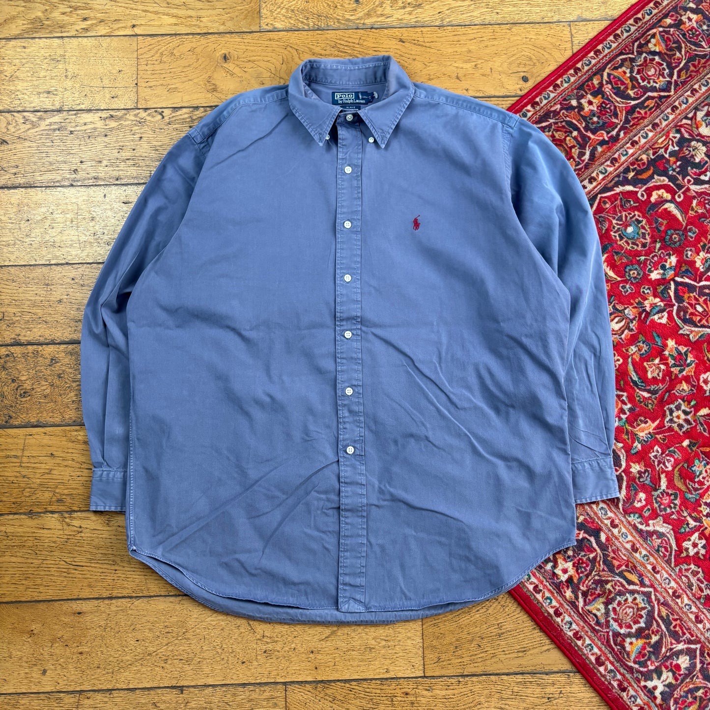 Vintage Ralph Lauren Blue Purple Embroidered Shirt - XL