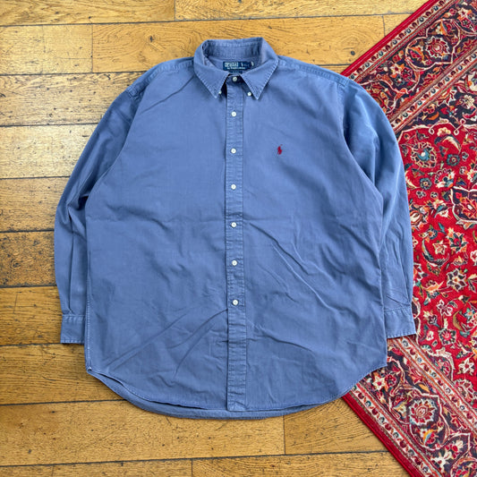 Vintage Ralph Lauren Blue Purple Embroidered Shirt - XL