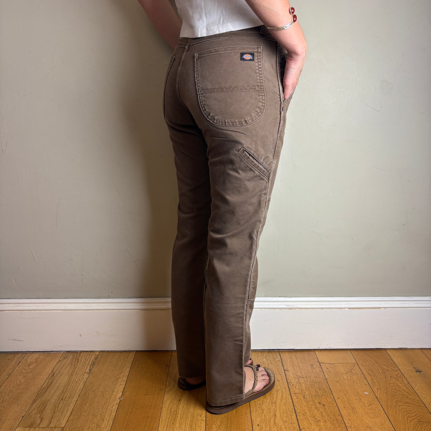 Vintage Dickies Brown Double Knee Workwear Carpenter Baggy Trousers - 30R