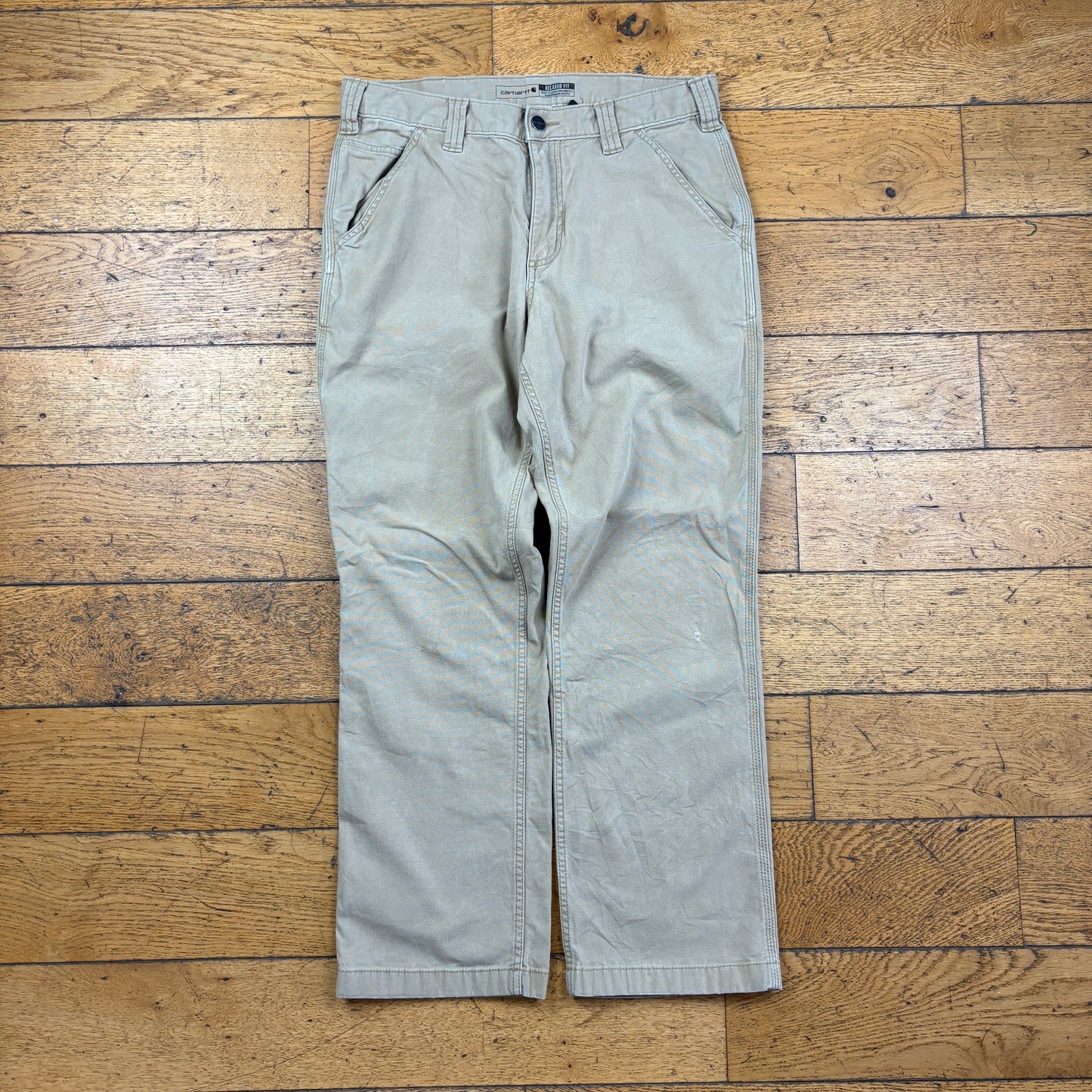 Vintage Carhartt Cream Workwear Carpenter Baggy Trousers - 32