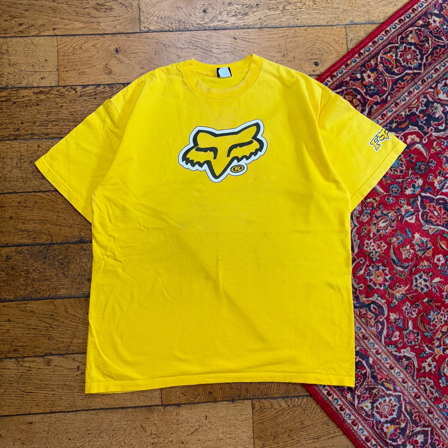Vintage Fox Racing Yellow Y2K Graphic T-Shirt - XL