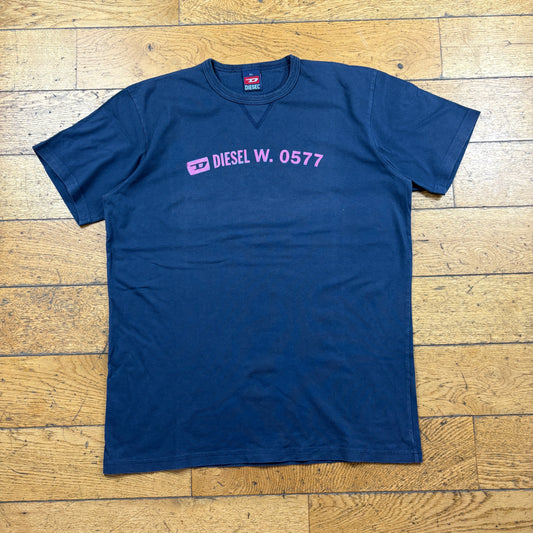 Vintage Diesel Navy Spellout T-Shirt - M