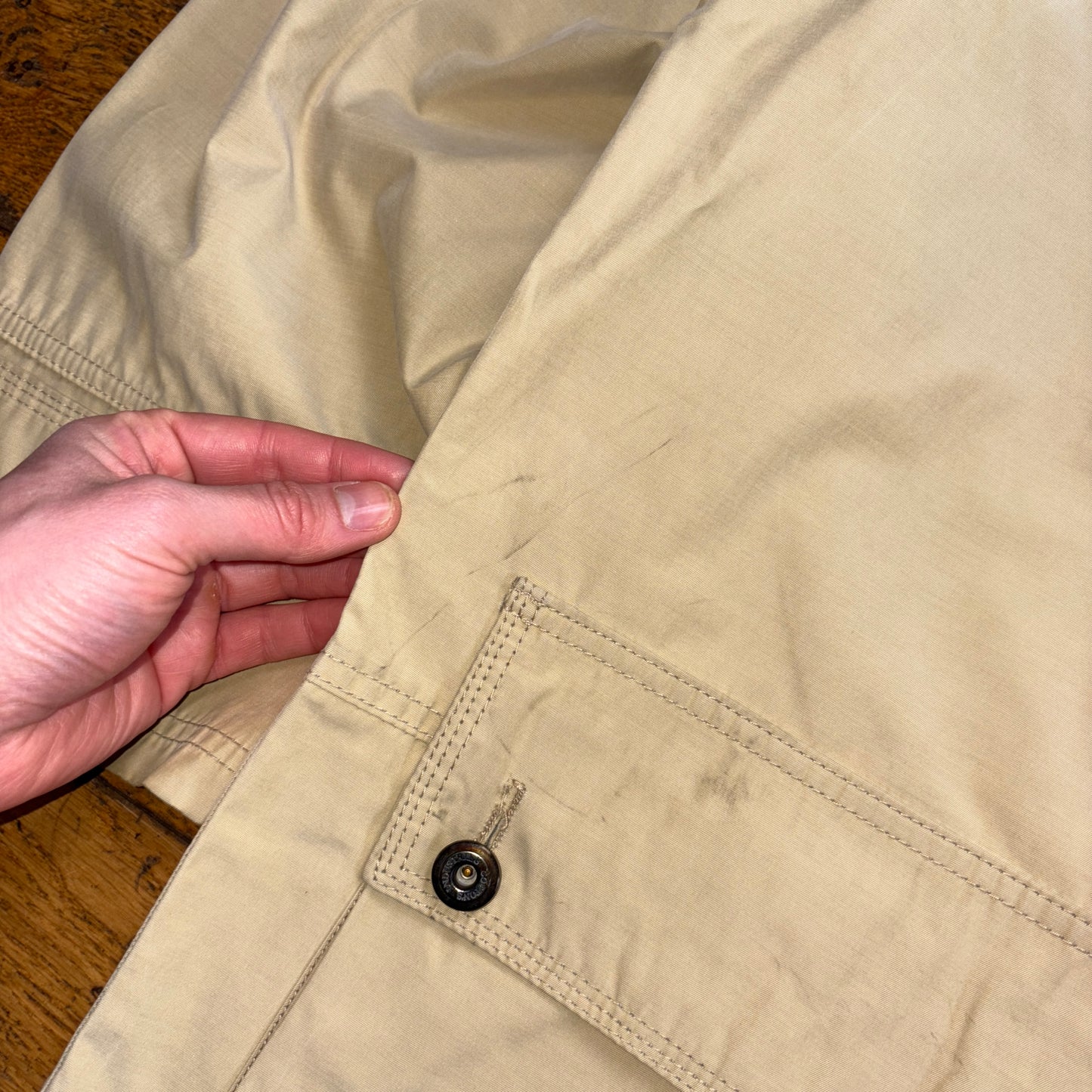 Vintage Cotton Industries Cream Fireman Clasp Trench Coat Jacket - XL