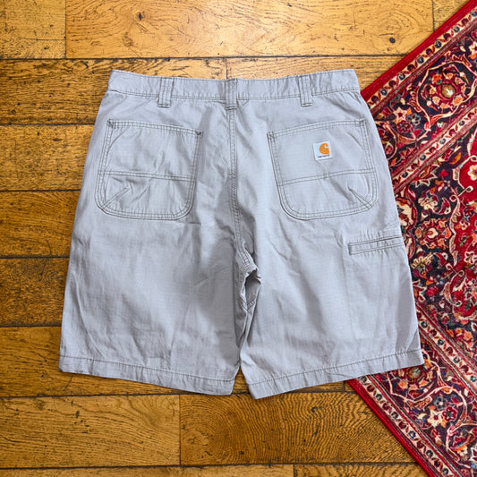 Vintage Carhartt Workwear Light Grey Baggy Carpenter Shorts - 38