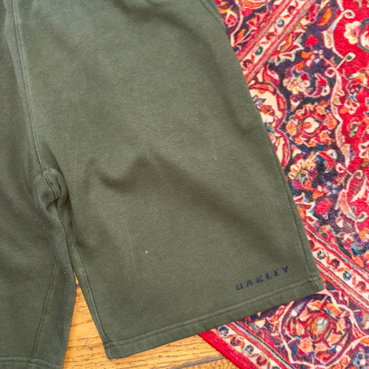 Vintage Oakley Green Sweat Joggers Baggy Shorts Jorts - 34