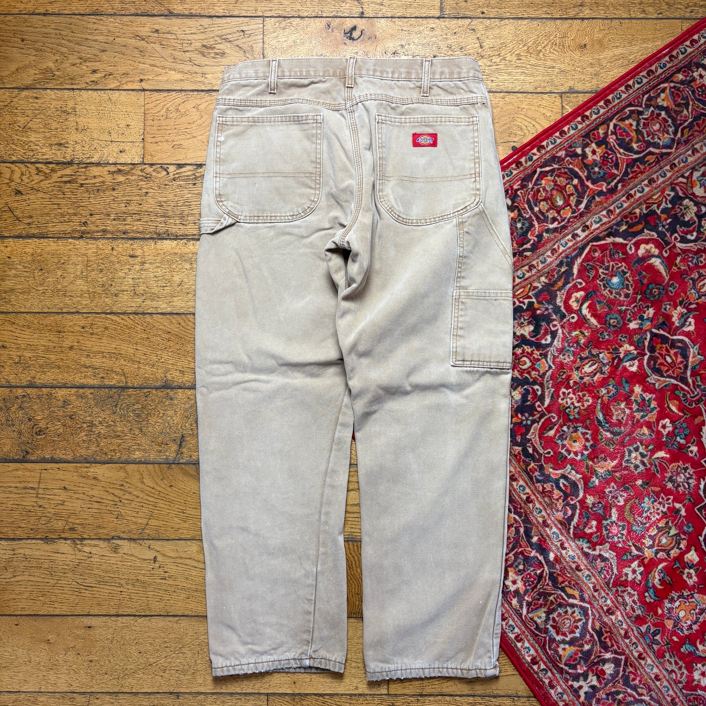 Vintage Dickies Workwear Carpenter Cream Baggy Trousers - 34R