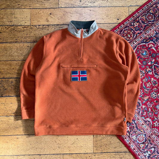 Vintage Orange Iceland Fleece Embroidered Sweatshirt - XL