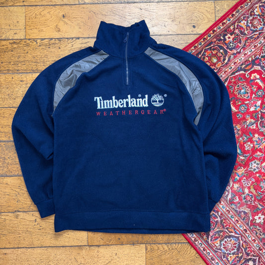Vintage Timberland Blue Navy Fleece Embroidered Sweatshirt - M
