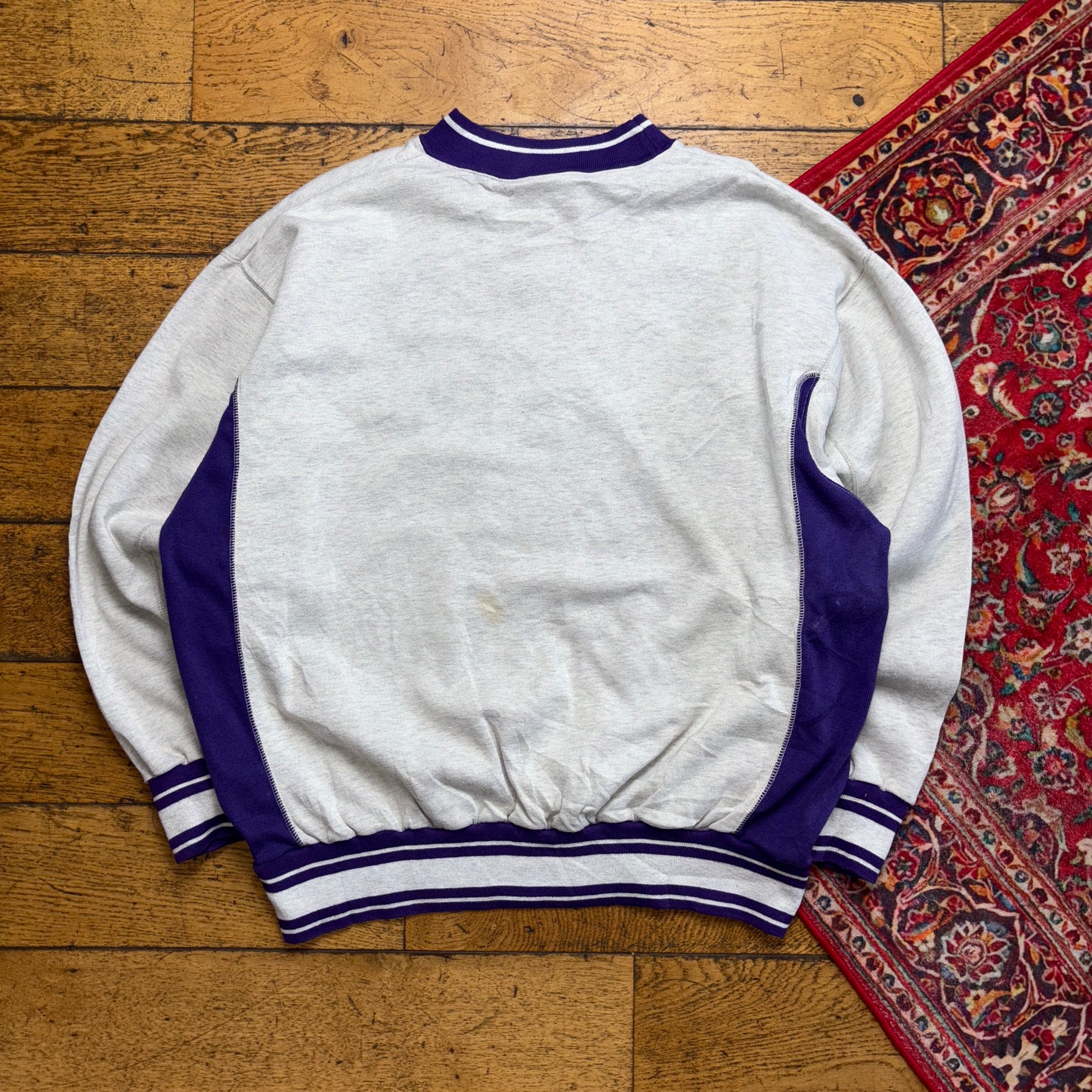 Vintage 90s Nike Force Basketball Grey Purple Embroidered Sweatshirt - XL