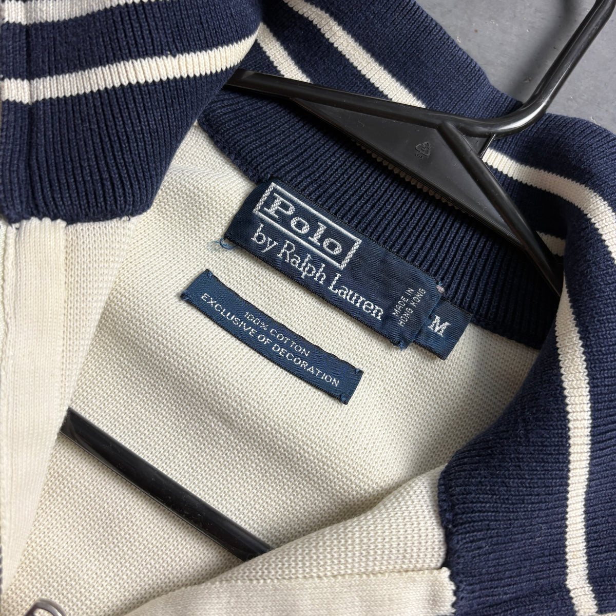 Vintage Ralph Lauren Cream Embroidered Quarter Zip Sweatshirt - S