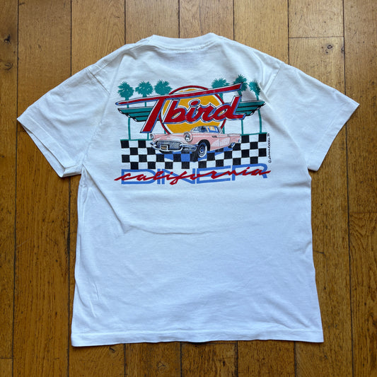 Vintage 1989 T Bird Car Single Stitch White Graphic T-Shirt - S