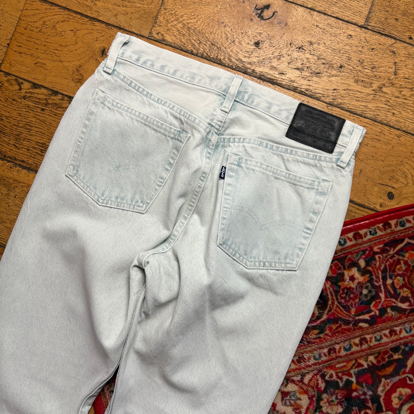 Vintage Levis 501 Straight White Light Blue Denim Jeans - 30S