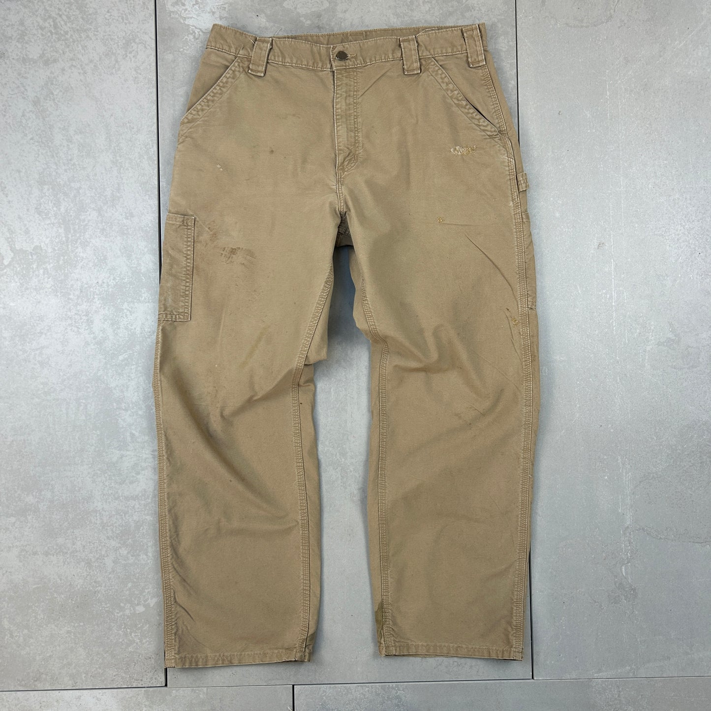 Vintage Carhartt Light Brown Workwear Carpenter Baggy Trousers - 36