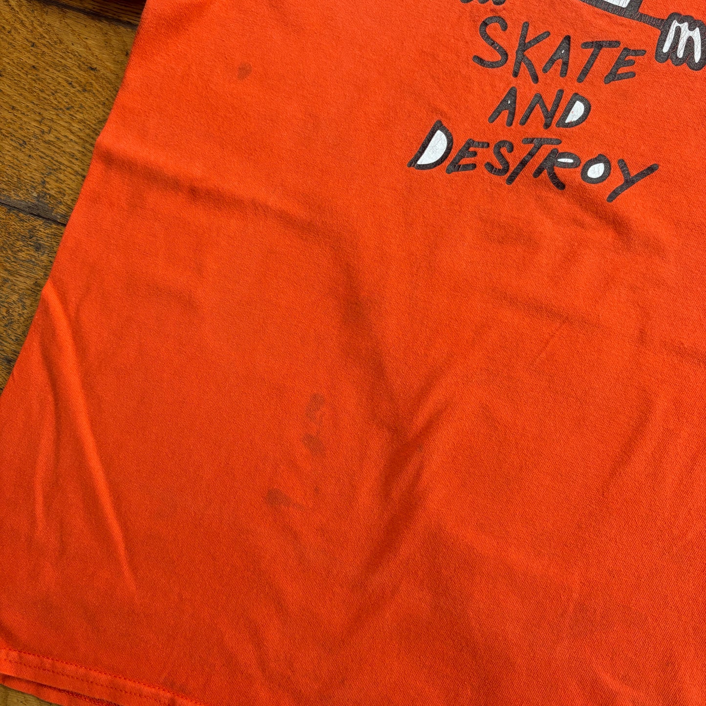 Vintage Thrasher Skate and Destroy Orange Graphic T-Shirt - XS