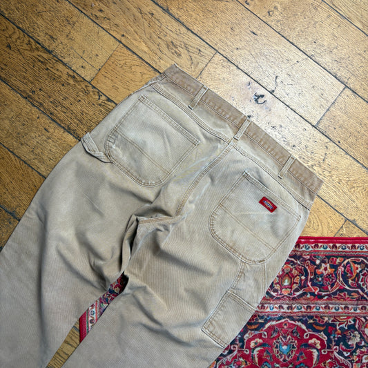 Vintage Dickies Workwear Carpenter Baggy Brown Trousers - 38R