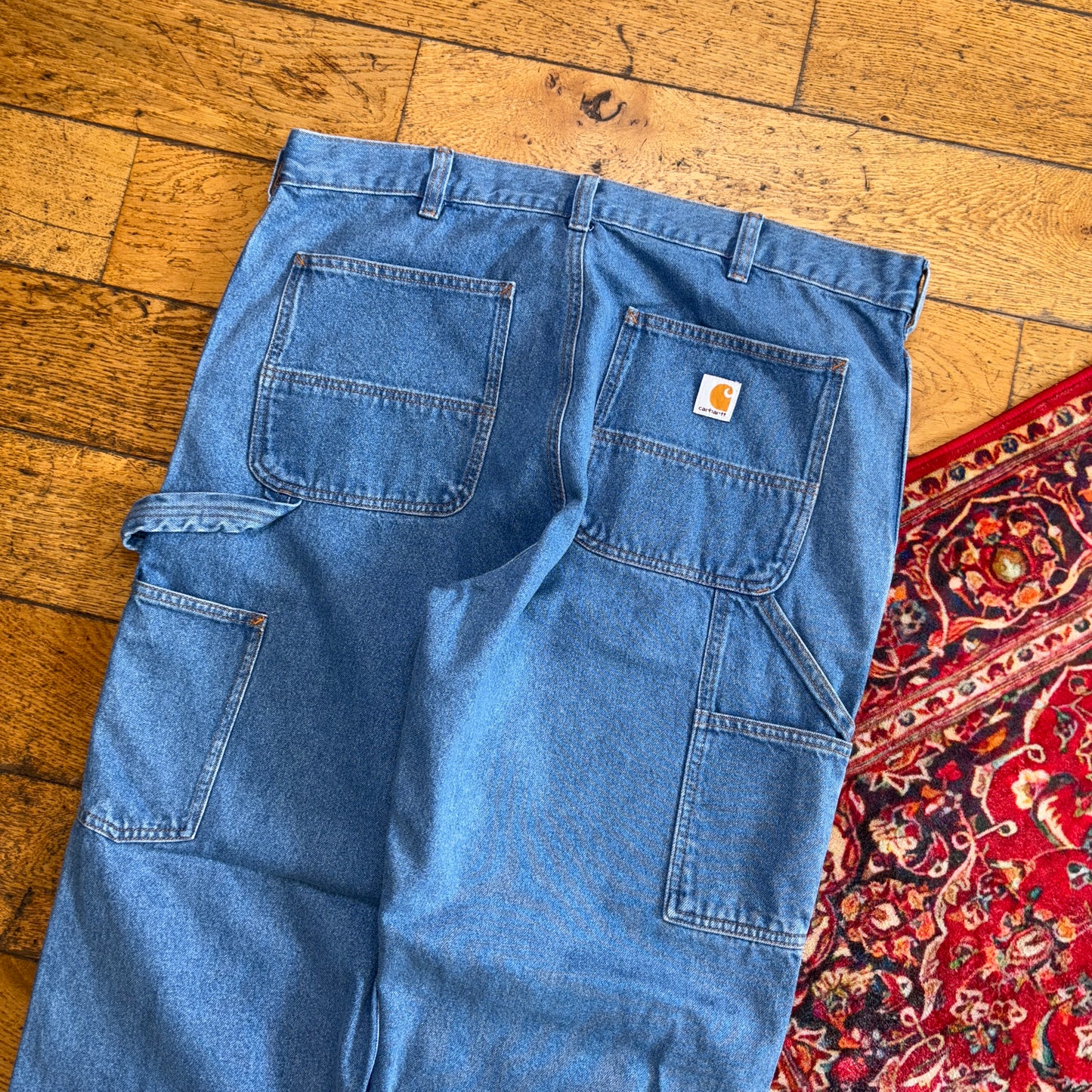New Carhartt Double Knee Carpenter Baggy Blue Jeans - 38R