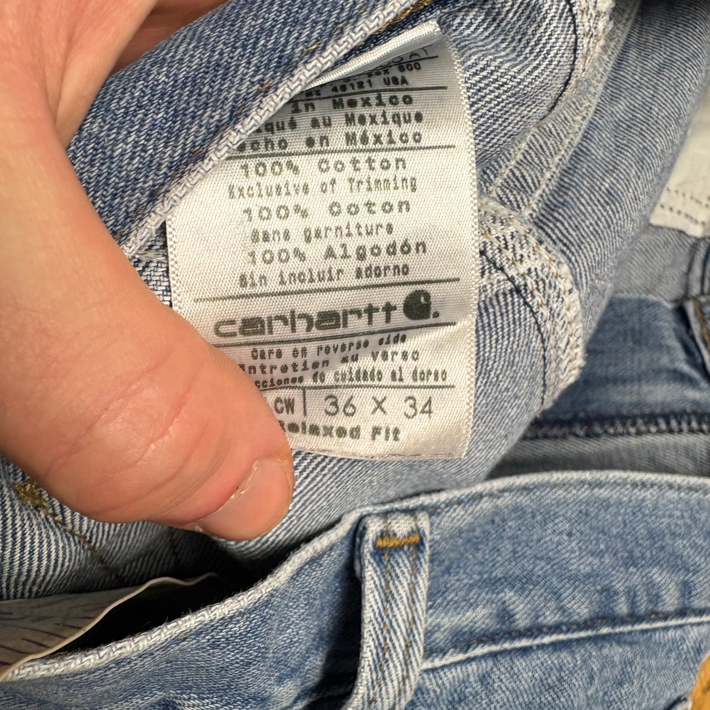 Vintage Carhartt Workwear Carpenter Baggy Blue Jeans - 38L