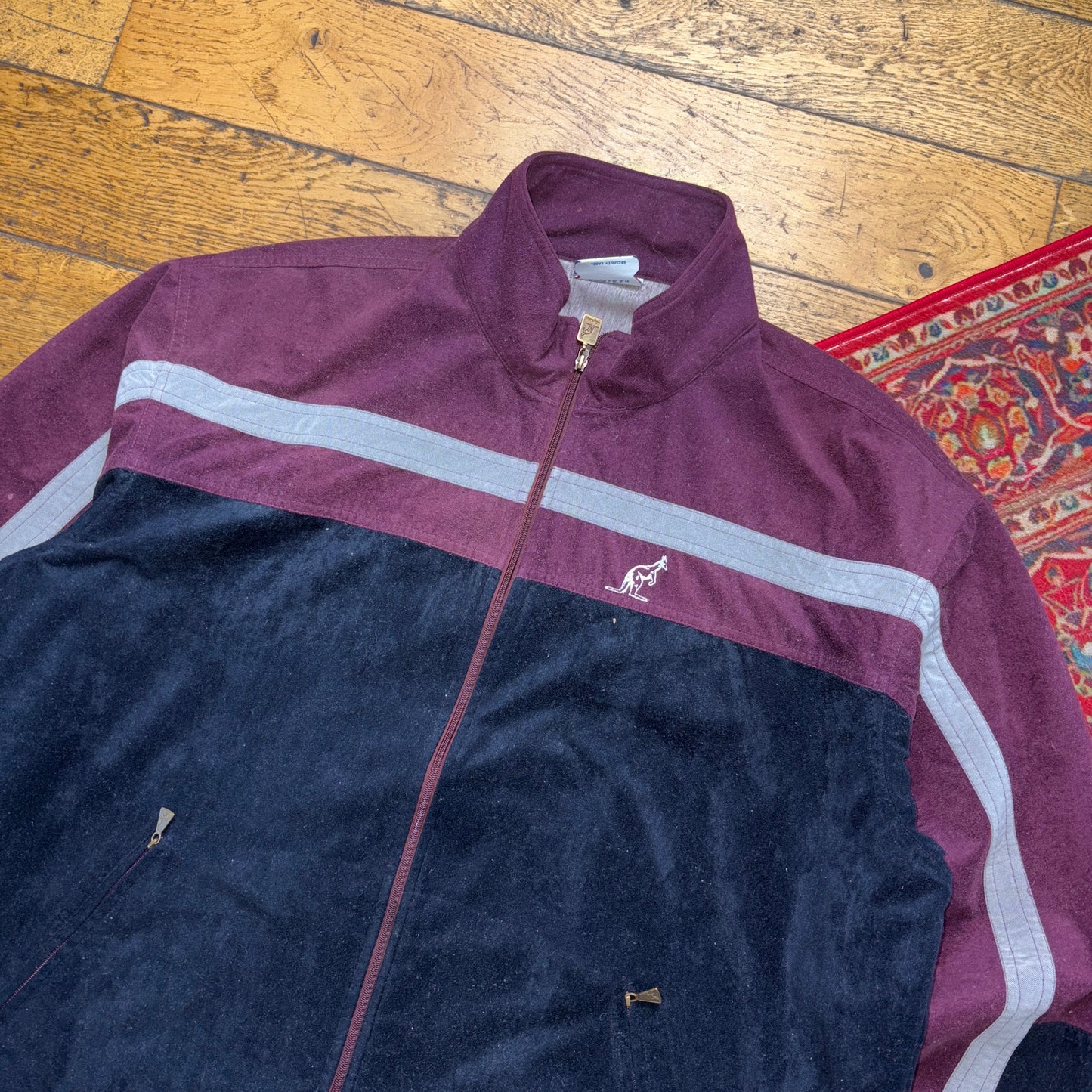 Vintage Australia Black Burgundy Tracksuit Track Shell Windbreaker Jacket - 2XL