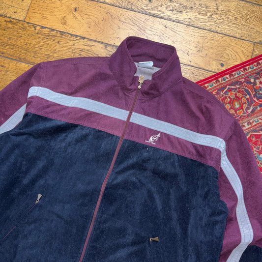 Vintage Australia Black Burgundy Tracksuit Track Shell Windbreaker Jacket - 2XL