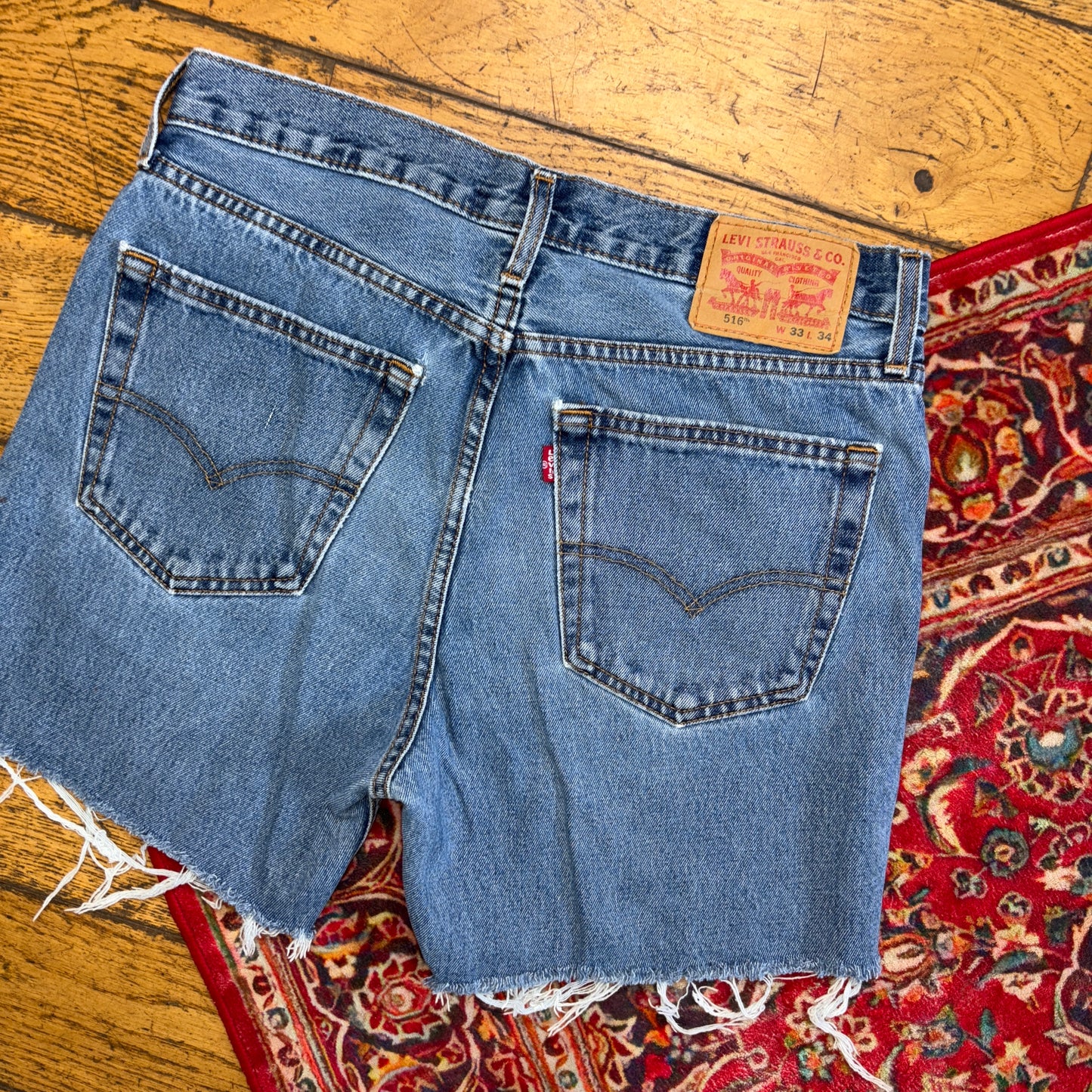 Vintage Levis 516 Blue Denim Shorts - 33