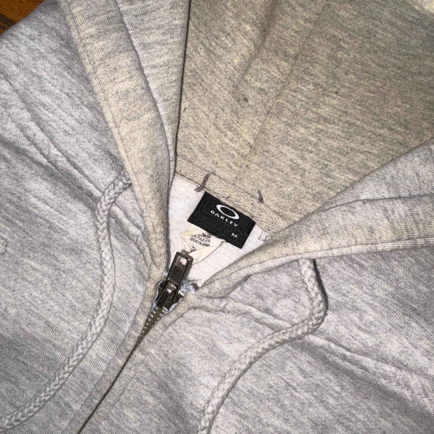 Vintage Oakley Grey Zip Hoodie Sweatshirt - M
