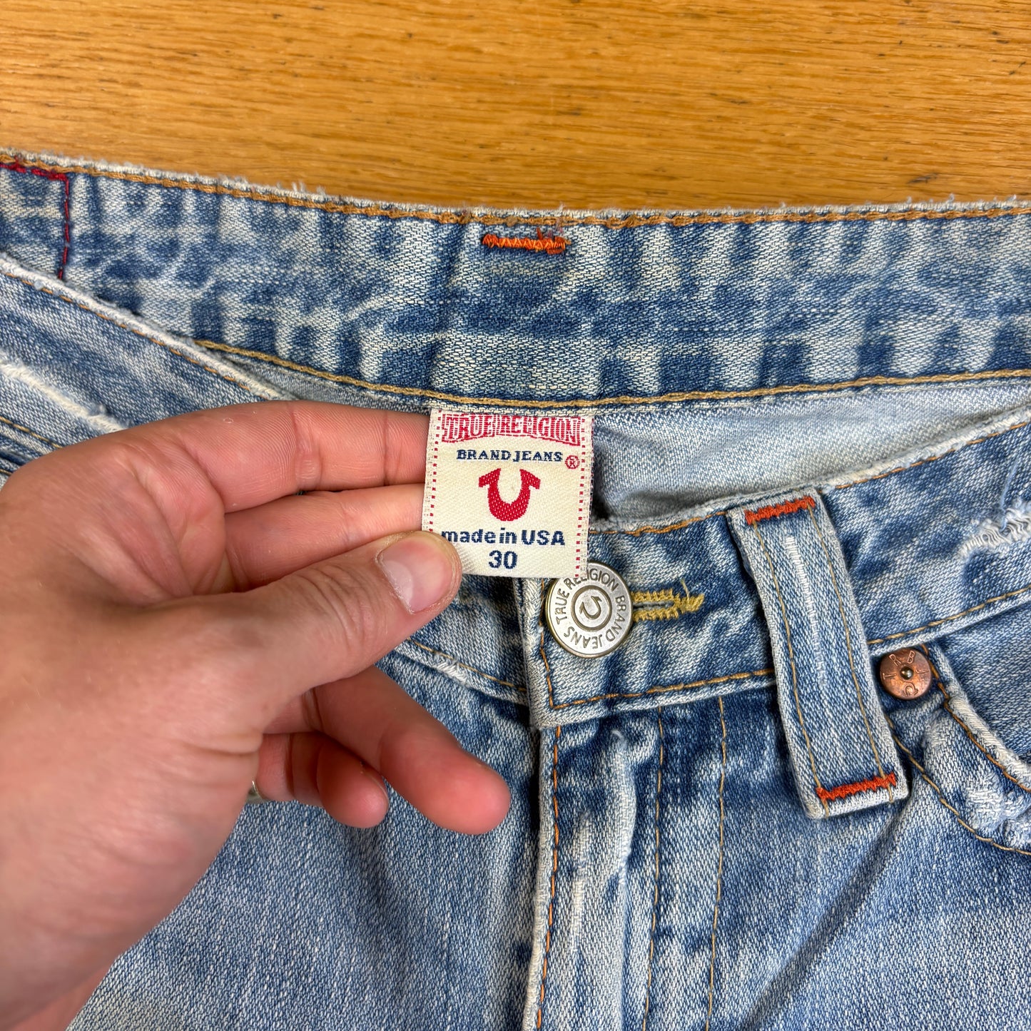 Vintage True Religion Blue Embroidered Y2K Shorts Jorts - 32