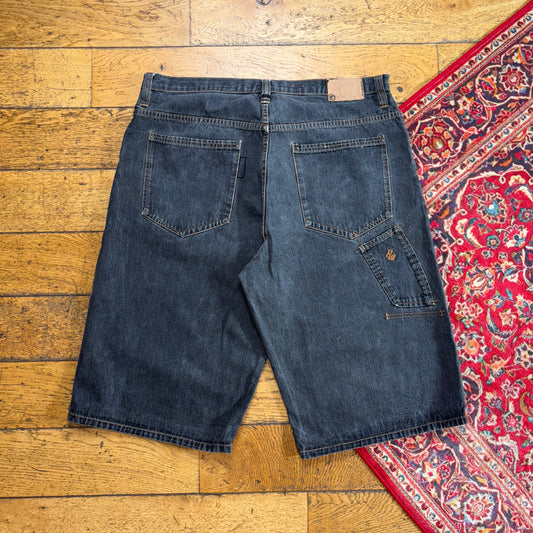 Vintage Rocawear Embroidered Hip Hop Black Baggy Shorts Jorts - 38