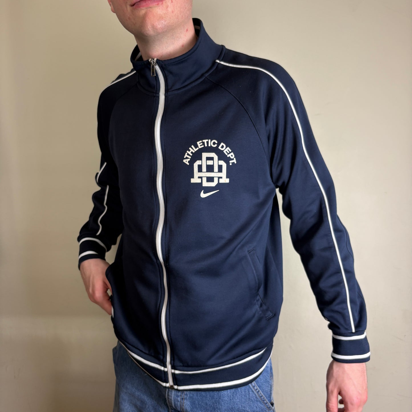 Vintage Nike y2k Swoosh Navy Track Jacket - L