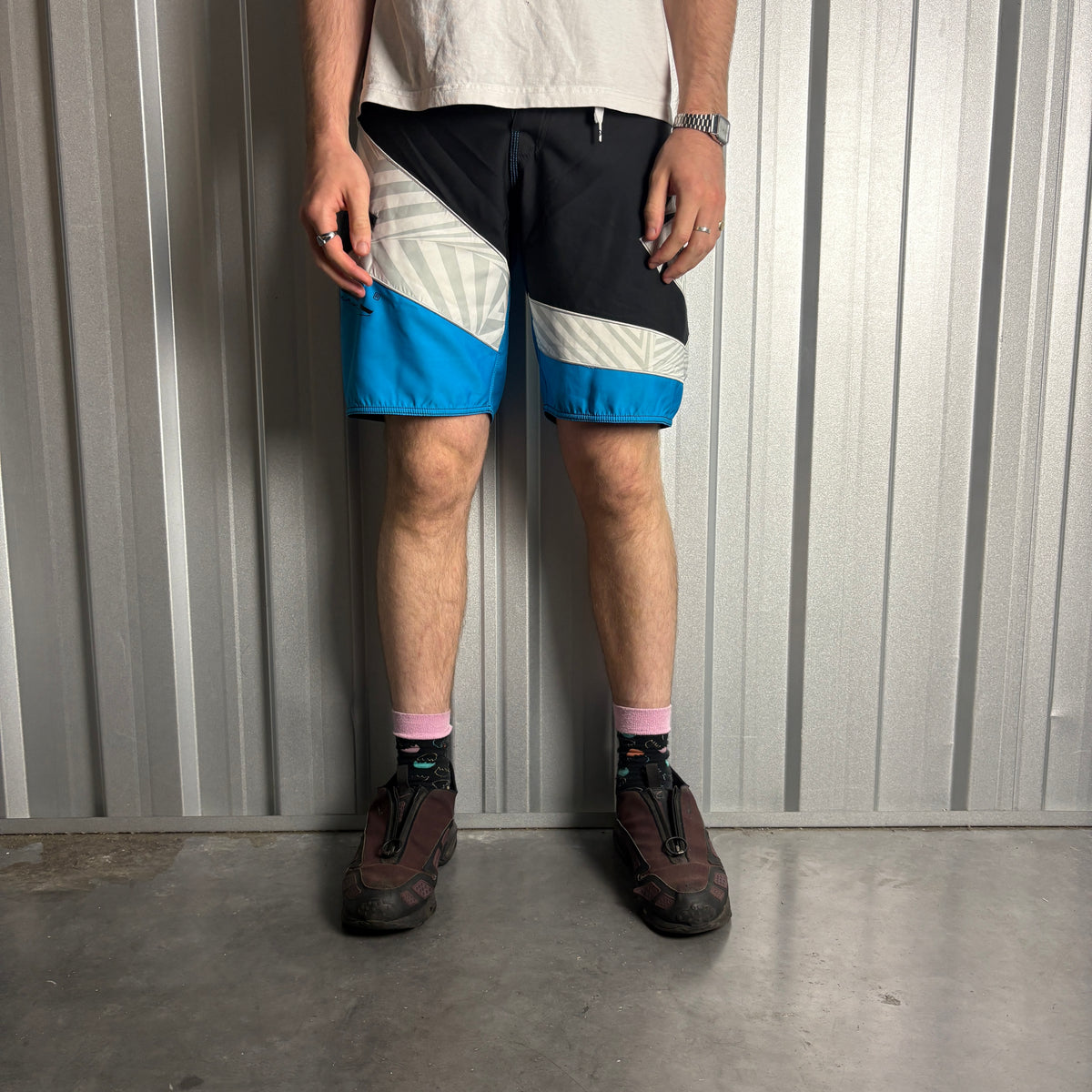 Vintage Animal Blue Black Surfwear Baggy Boardshorts Swimming Trunks - 30