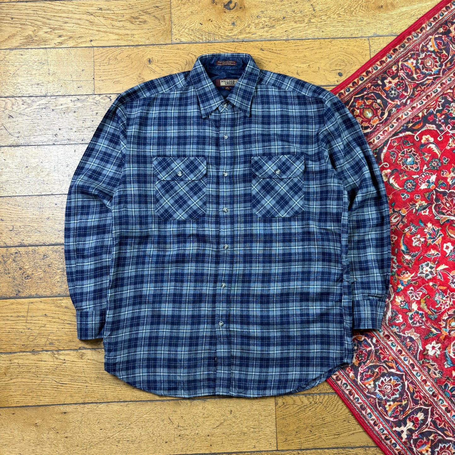 Vintage Blue Check Flannel Shirt - M