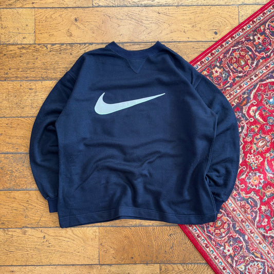 Vintage Nike Black Swoosh Embroidered Sweatshirt - S