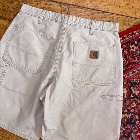 Vintage Carhartt Cream Workwear Baggy Carpenter Shorts - 32