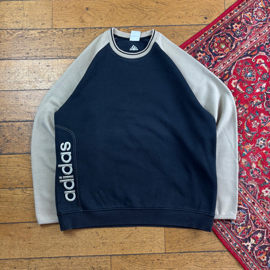 Vintage Adidas Black Cream Embroidered Sweatshirt - XL