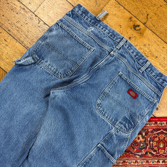 Vintage Dickies Blue Workwear Carpenter Baggy Jeans - 38