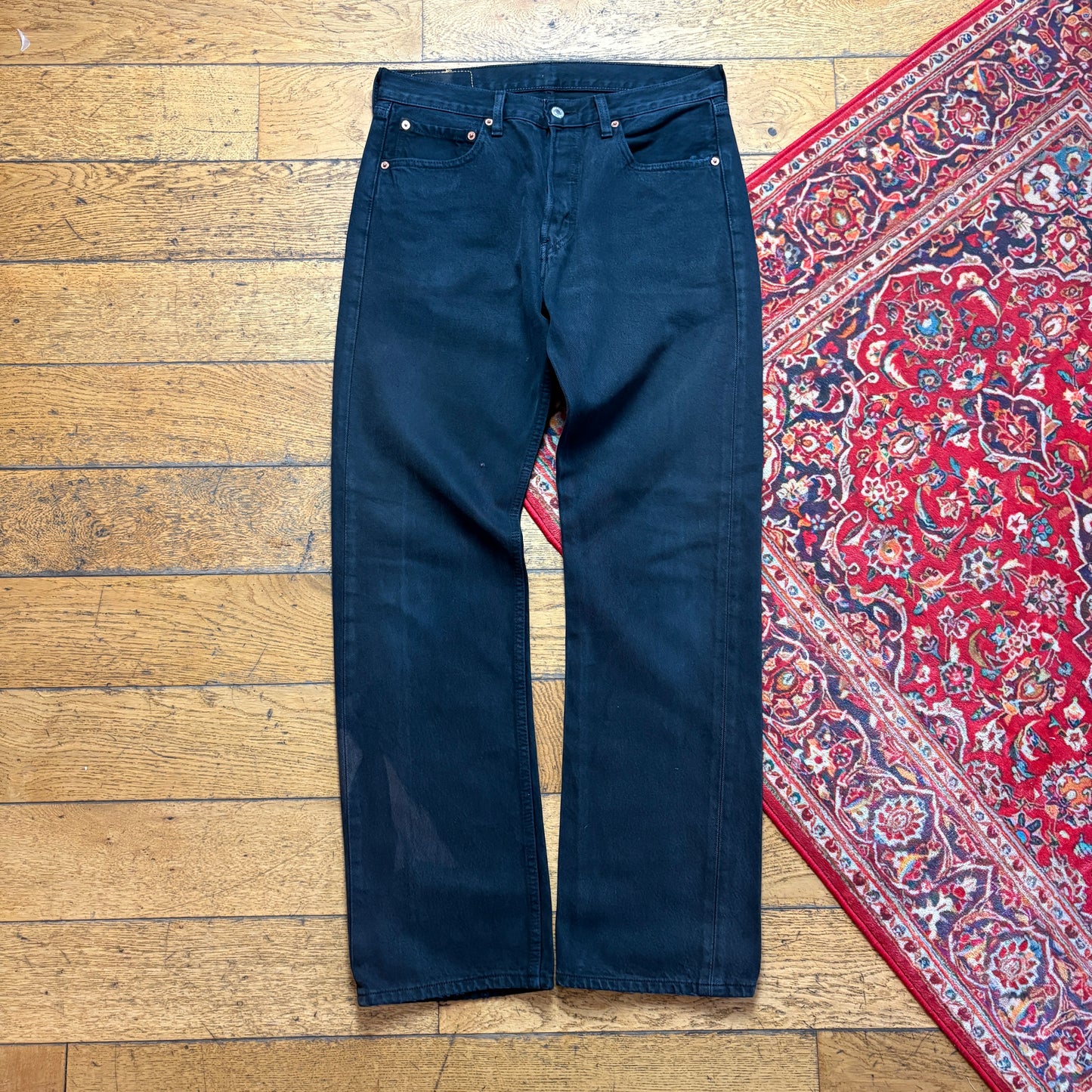 Vintage Levis 501 Straight Black Denim Jeans - 34R