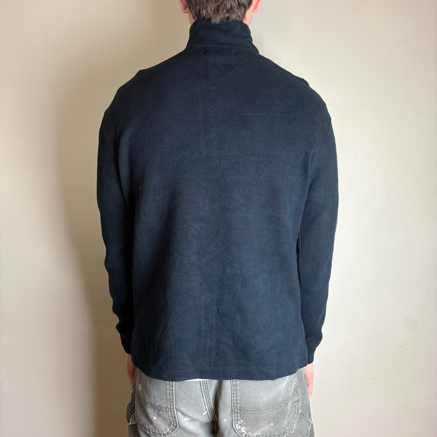 Vintage Ralph Lauren Black Quarter Zip Knit Jumper - M
