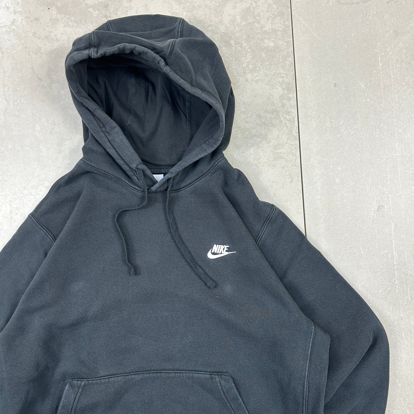 Vintage 00s Nike Swoosh Black Embroidered Hoodie Sweatshirt - L
