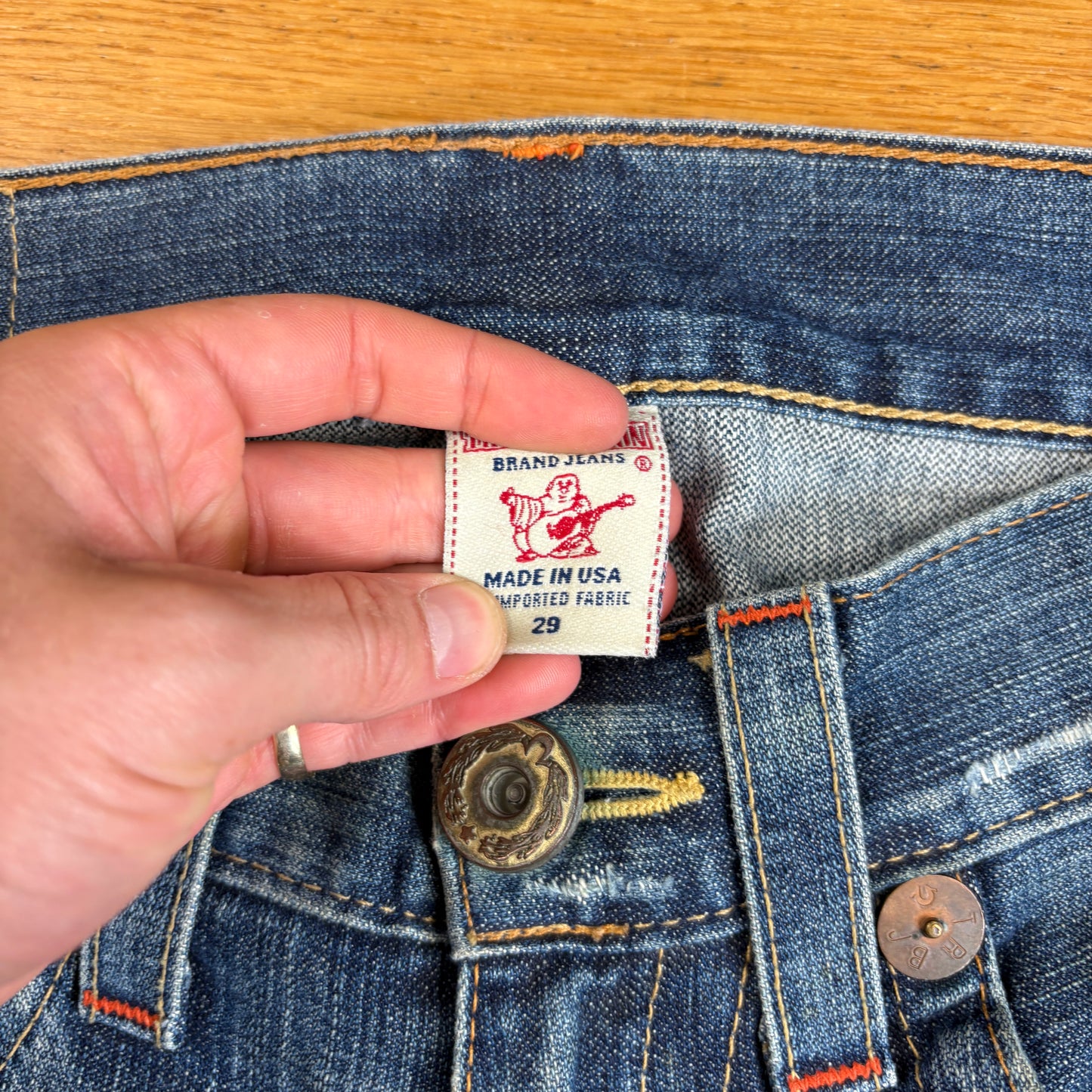 Vintage True Religion Blue Embroidered Y2K Shorts Jorts - 32