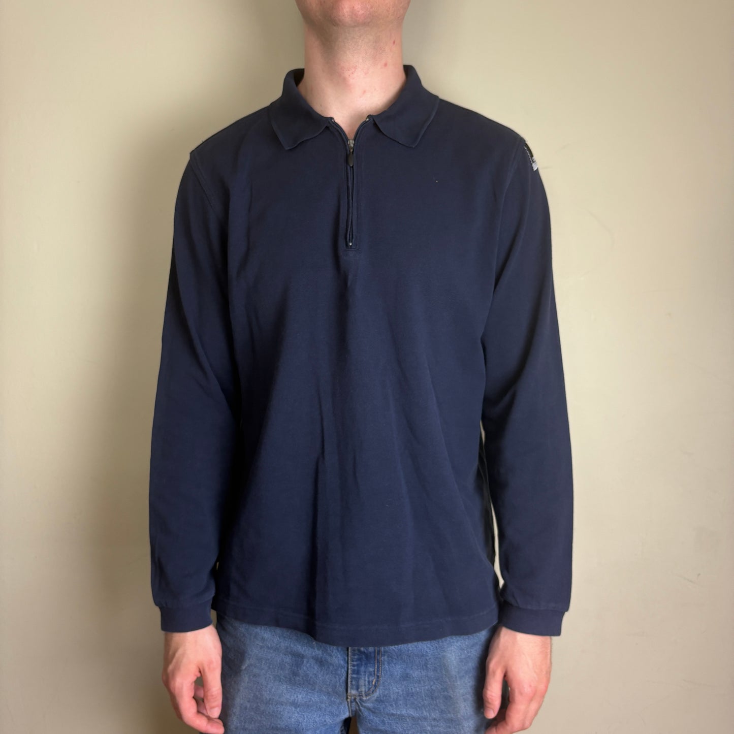 Vintage 90s Adidas Equipment Navy Rugby Polo Shirt - L