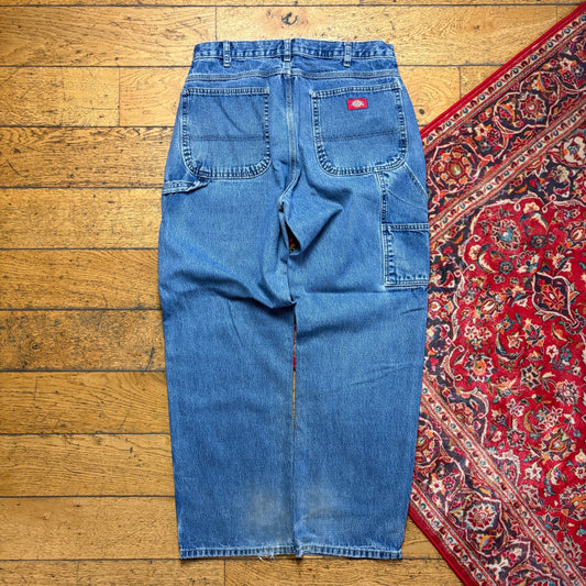 Vintage Dickies Workwear Carpenter Baggy Blue Jeans - 34R