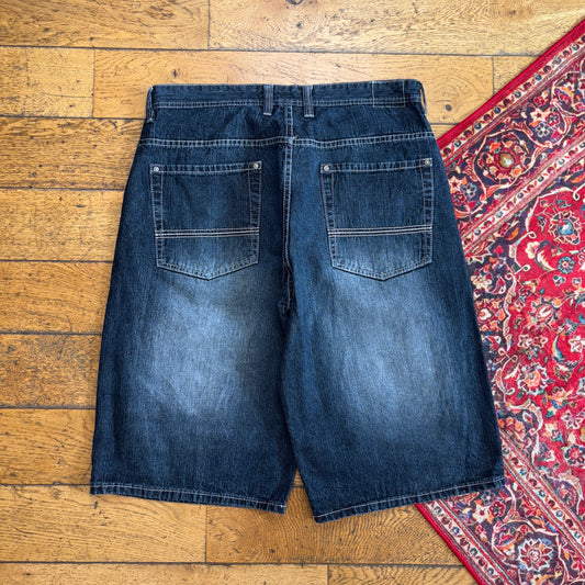 Vintage Embroidered Black Hip Hop Baggy Shorts Jorts - 38