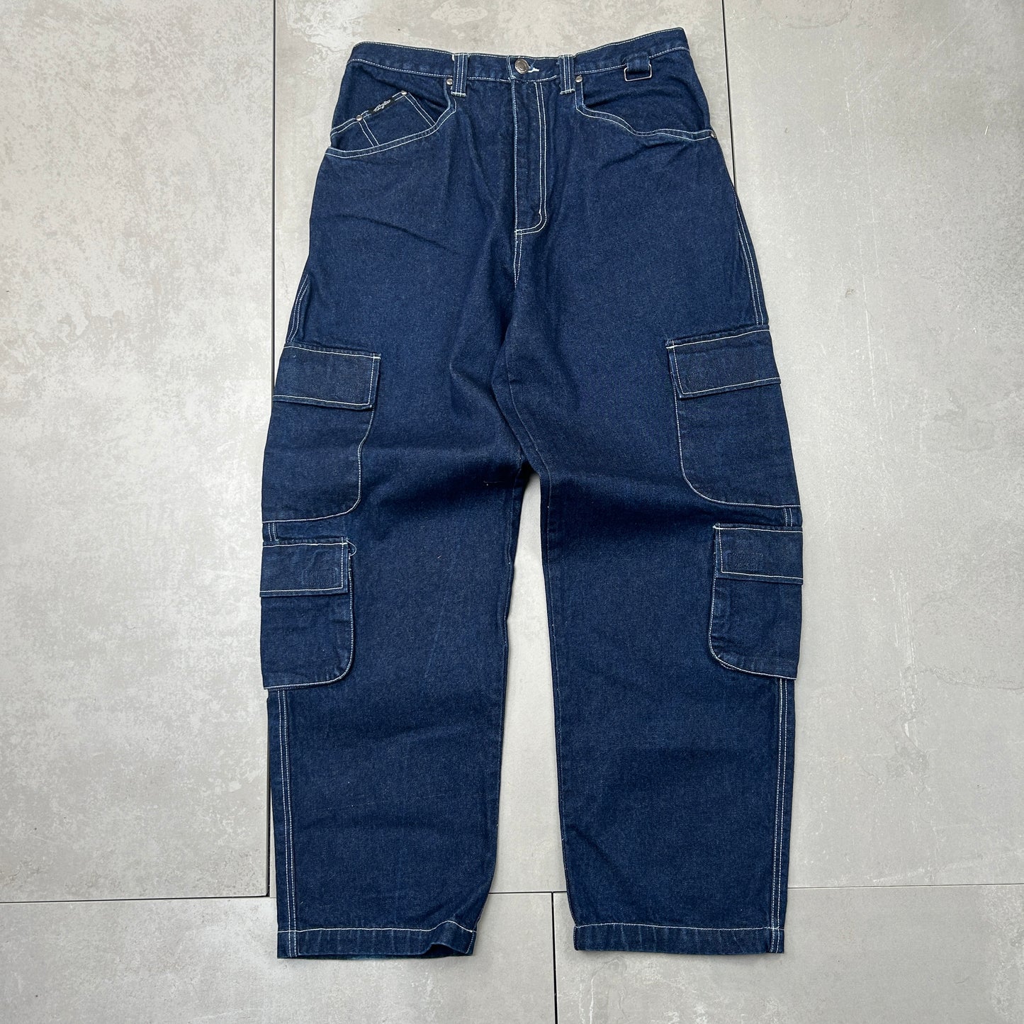 Vintage Karl Kani Hip Hop Baggy Cargo Blue Jeans - 36