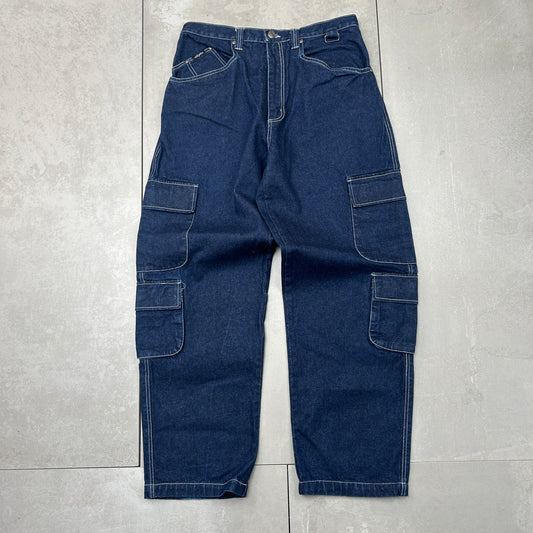 Vintage Karl Kani Hip Hop Baggy Cargo Blue Jeans - 36